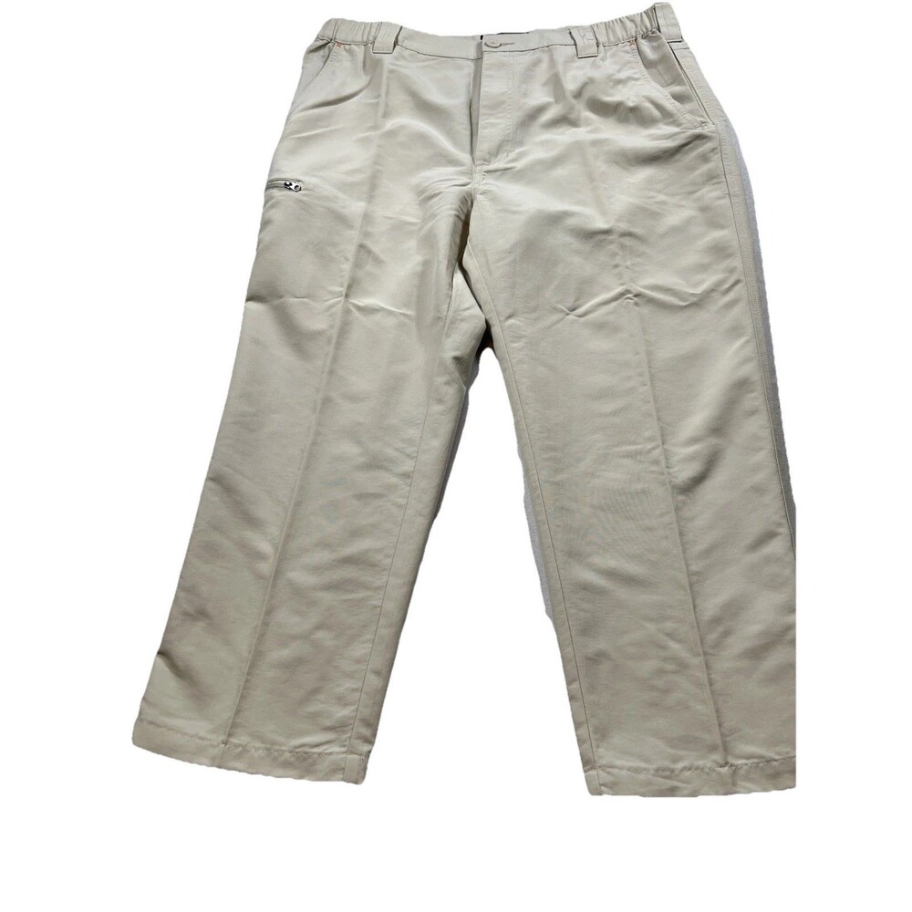 Orvis Pants Mens Large 36x24" Tan Cargo Hiking Nylon Waterproof Zip Pockets